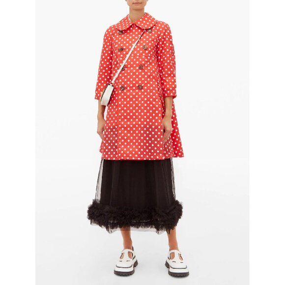 Comme Des Garcons Girl Polka Dot Nylon Trench Coat in Red, size Medium - Picture 8 of 9